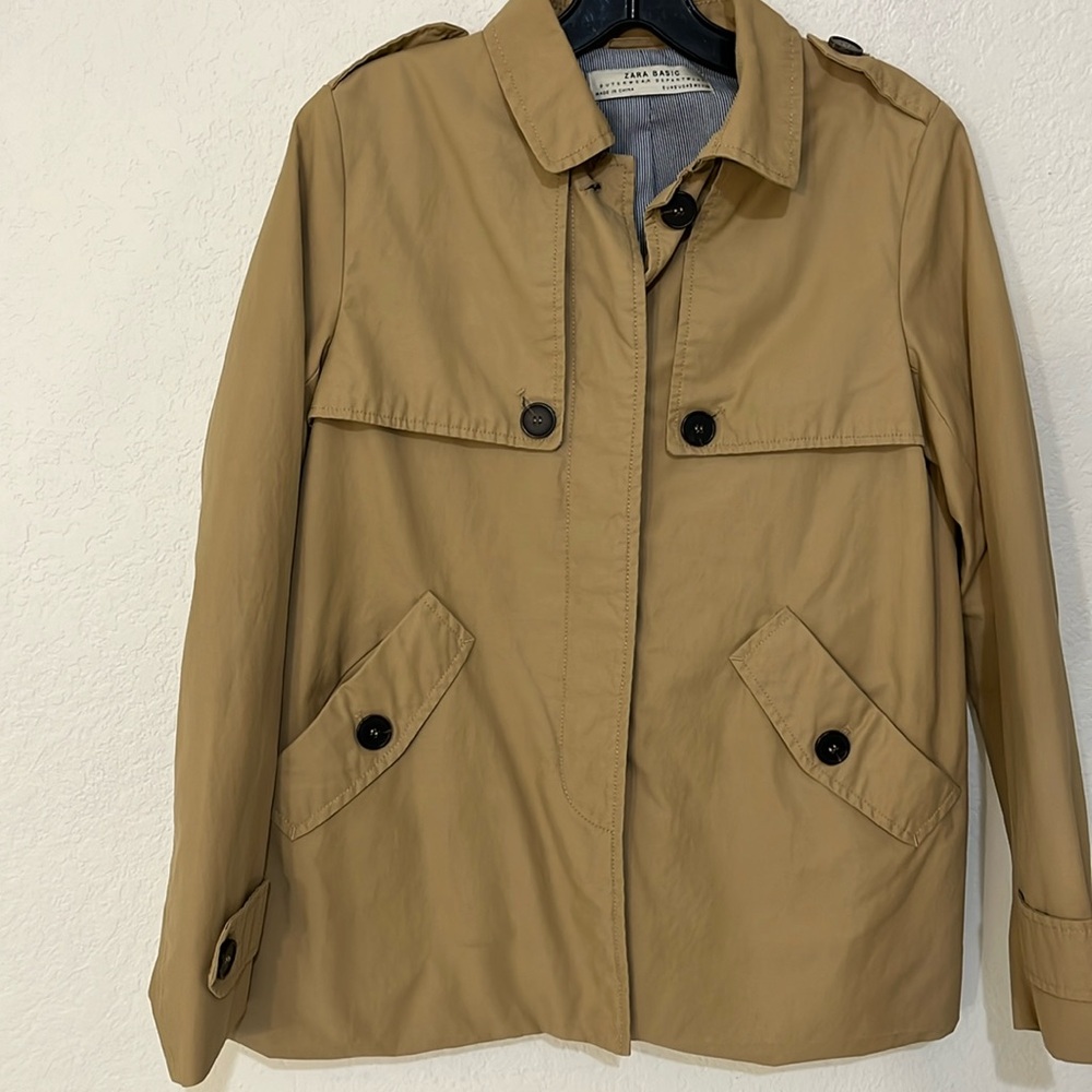 Zara Basic Outerwear Khaki Jacket, Small